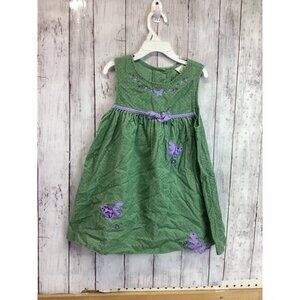 Rare Editions Girls Corduroy Sleeveless Dress Green Size 5